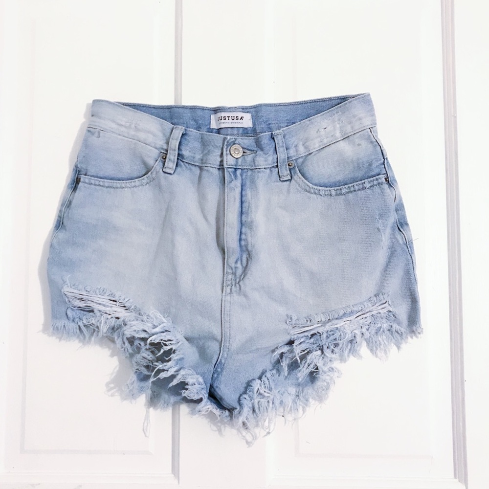 Fringe Denim High Waisted Shorts